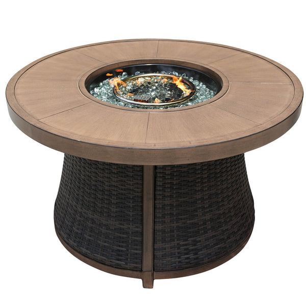 Aluminum Round Propane Fire Pit Table with Hidden Fuel Tank