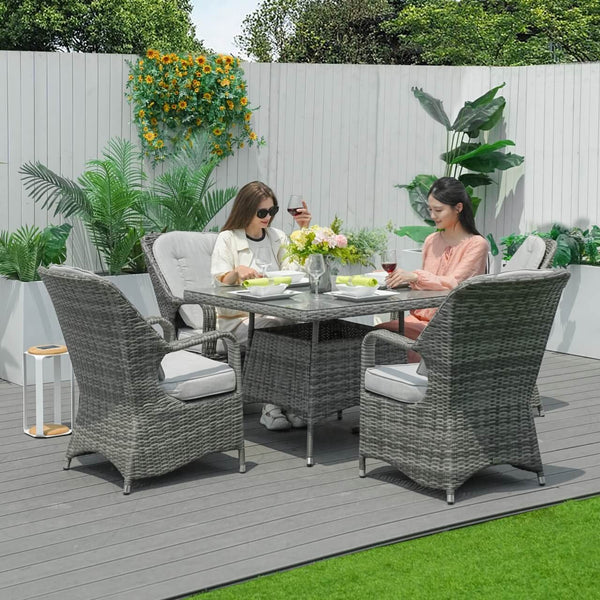 Patio 5-Piece Aluminum and Wicker Dining Set with Square Table